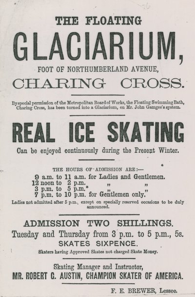 Pubblicità per il Glaciarium galleggiante da English School