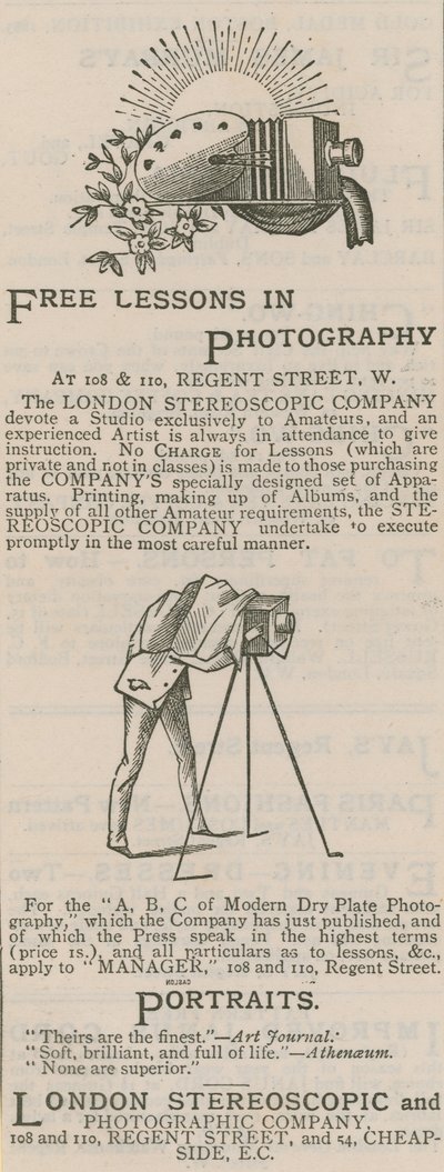 Pubblicità per la London Stereoscopic and Photographic Company da English School