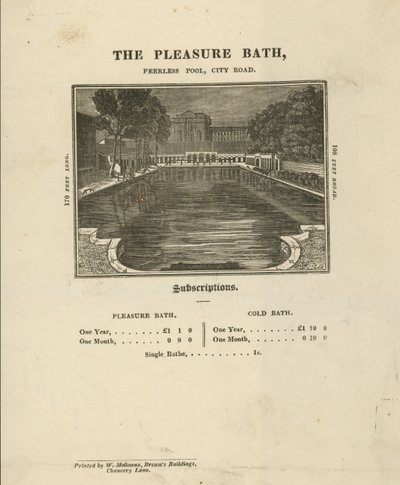 Pubblicità per i Pleasure Baths da English School