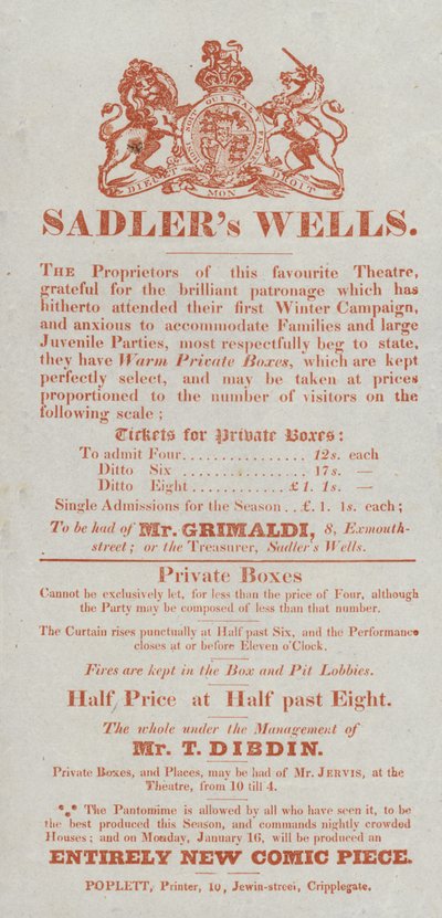Pubblicità per il Sadlers Wells Theatre da English School