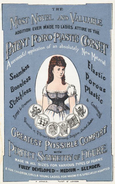 Pubblicità per il corsetto brevettato Poro-Plastic da English School