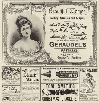 Pubblicità dal numero di Natale di The Graphic del 1896 da English School