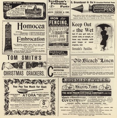 Pubblicità dal numero di Natale di The Graphic del 1897 da English School