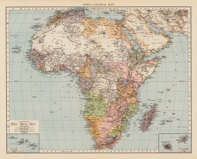 Africa, Mappa Generale (litografia a colori) da English School