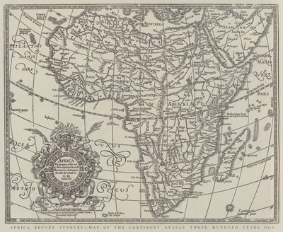 Africa prima di Stanley, Mappa del Continente di quasi Trecento Anni (incisione) da English School