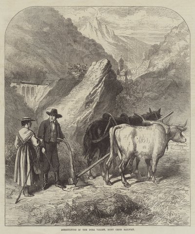 Agricoltura nella valle della Dora, ferrovia del Moncenisio (incisione) da English School