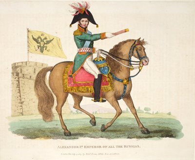 Alessandro I, Imperatore di tutte le Russie, pub. da Richard Evans, inciso da Romney, illustrazione da An Historical Account of the Battle of Waterloo di William Mudford, 1816 da English School