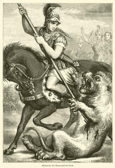Alessandro Magno e il leone (incisione) da English School