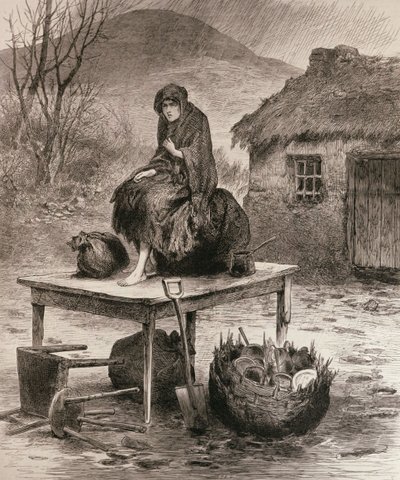 Tutto ciò che resta: scena di uno sfratto a Mayo, da uno schizzo di Claude Byrne, da 