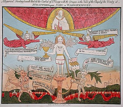Dipinto allegorico sotto quello di San Giorgio con il Drago nella Navata della Cappella della Trinità, da 