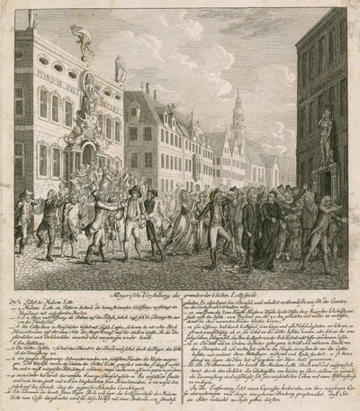 Rappresentazione allegorica della grande illusione della lotteria da English School
