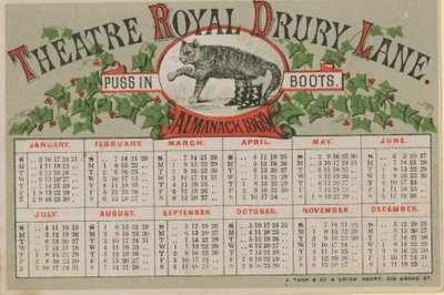 Almanacco del 1869, emesso dal Theatre Royal Drury Lane da English School