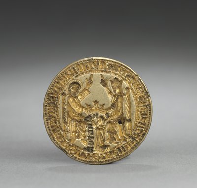 Sigillo a Mandorla: Incoronazione della Vergine con un Monaco in Ginocchio, 1300-1400 da English School