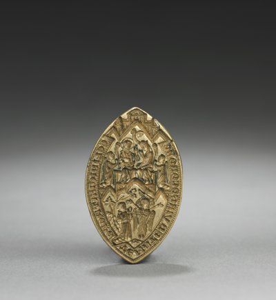 Sigillo a Mandorla: Incoronazione della Vergine con un Monaco in Ginocchio, 1300 da English School