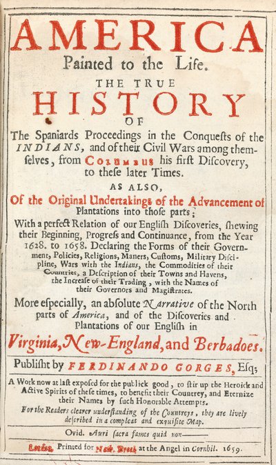 America dipinta alla vita: La vera storia delle imprese degli spagnoli nella conquista degli indiani, di Sir Ferdinando Gorges e altri da English School