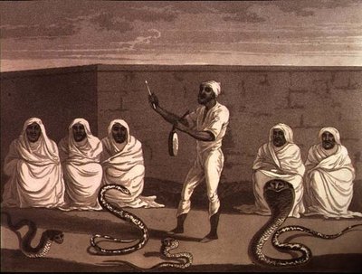 Un Giocoliere Africano, un Incantatore di Serpenti dal Marocco, pub. da Henry Colburn da English School