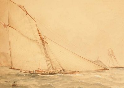 Un Cutter a Vela con Gaff di Otto Metri, The Royal Yacht Squadron, c.1860 da English School