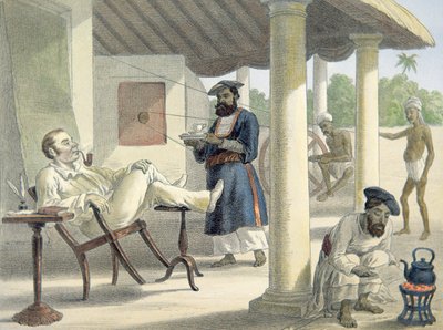 Un funzionario inglese e i suoi servitori nativi, c.1860 da English School