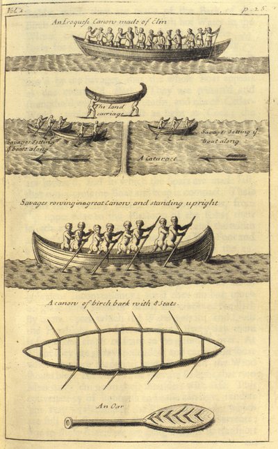 Una canoa irochese, 1703 da English School