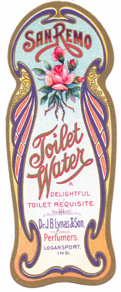 Etichetta di profumo art nouveau per "san remo toilet water", c.1900 da English School