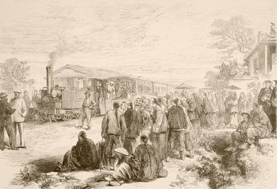 Una prima ferrovia cinese c.1880 (litografia) da English School