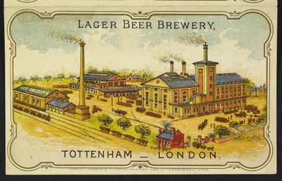 Illustrazione del Birrificio Austro-Bavarese Lager Beer a Tottenham, Londra da English School