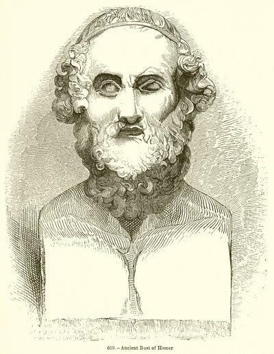 Antico busto di Omero da English School