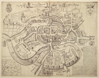 Antica Mappa della Città di Bristol e dei suoi Sobborgi, stampata, colorata e venduta da Robert Walton da English School