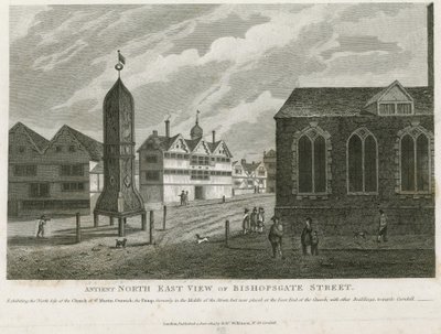 Antica vista nord-est di Bishopsgate Street da English School