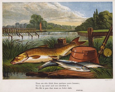 Pesca di un pescatore su una riva del fiume da English School