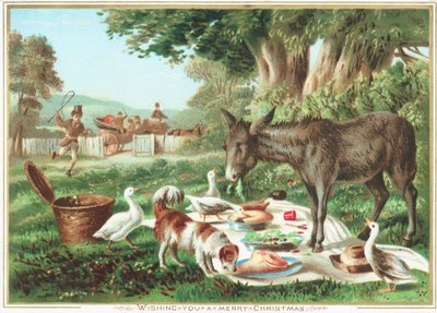 Animali che mangiano il picnic da English School