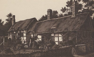 Cottage di Anne Hathaway, Stratford on Avon (litografia) da English School