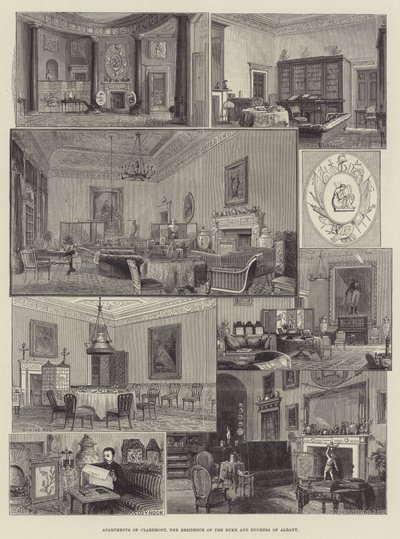 Appartamenti di Claremont, la residenza del Duca e della Duchessa di Albany (incisione) da English School