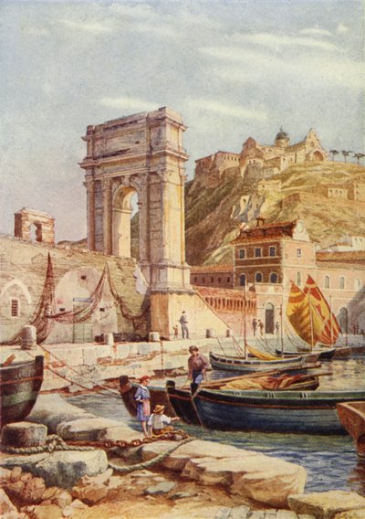 Arco di Traiano e porto di Ancona, Italia da English School