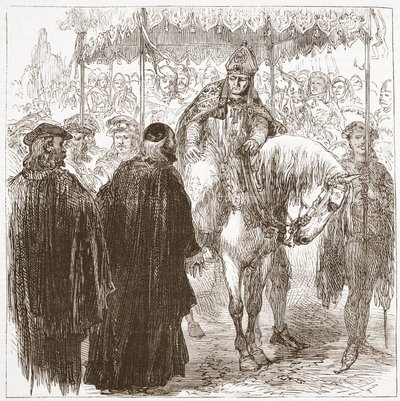 Arcivescovo Arundel a Oxford, illustrazione da La storia del protestantesimo di James Aitken Wylie (1808-1890), pub. 1878 da English School