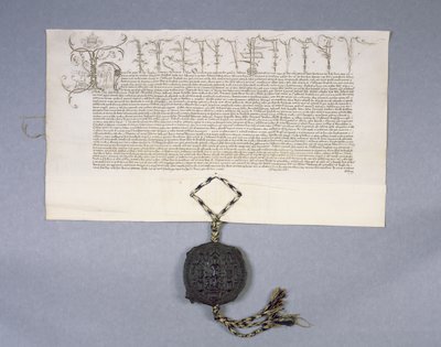 Archivio 11980: Carta che registra la concessione del re Enrico VI al New College di Oxford delle proprietà di Newton Longville, 1441 da English School