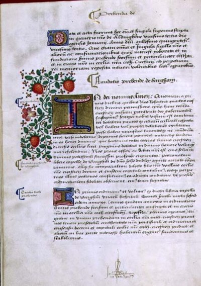 Pagina di Testo con Iniziale Illuminata 