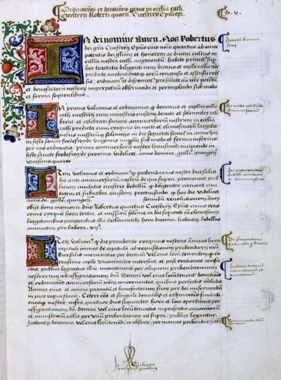 Pagina di testo con iniziale illuminata 