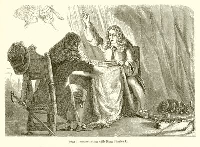 Argyll che protesta con il re Carlo II da English School