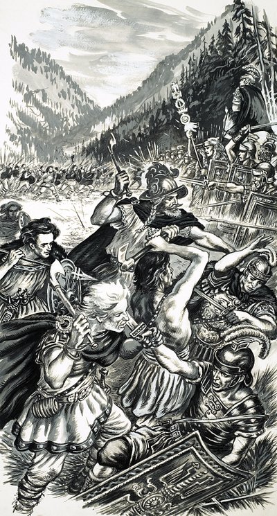 Arminio, il principe tedesco, combatte i romani da English School