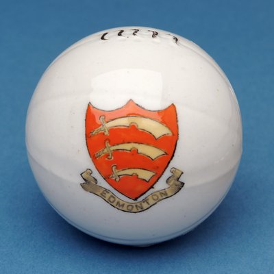 Souvenir araldico miniatura di calcio con trasferimento dello stemma di Edmonton da English School