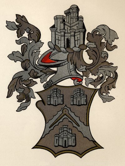 Stemma concesso alla Compagnia dei Muratori di Londra, 12° Edoardo IV, 1472-73, da La Storia della Massoneria, volume II, pubblicato da Thomas C. Jack, Londra, 1883 da English School