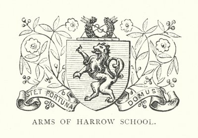 Stemma della scuola di Harrow (incisione) da English School
