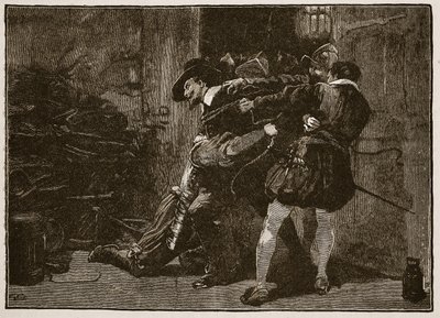 Arresto di Guy Fawkes, illustrazione da Cassells Illustrated History of England da English School