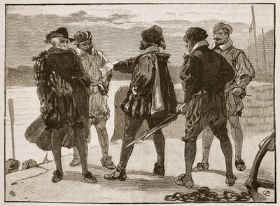 Arresto di Sir Walter Raleigh, illustrazione da Cassells Illustrated History of England da English School