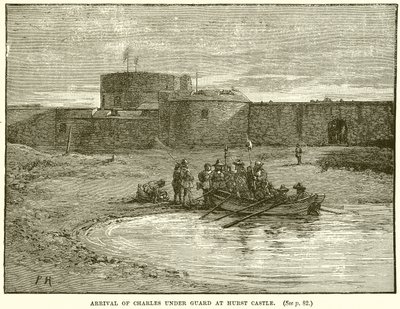 Arrivo di Carlo sotto scorta a Hurst Castle da English School