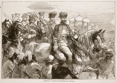 Arrivo del Maggiore Lawrence a Coilady, illustrazione da Cassells Illustrated History of India di James Grant, pub. 1879 da English School