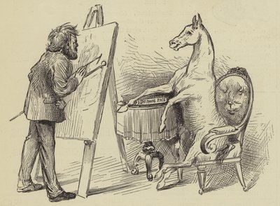 Artista che dipinge un cavallo da English School