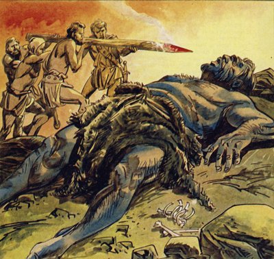 Mentre il Ciclope dormiva, Ulisse e i suoi uomini lo accecarono da English School