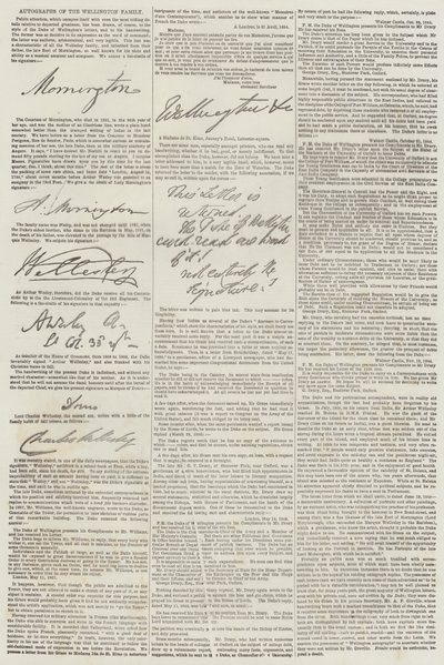 Autografi della famiglia Wellington (incisione) da English School